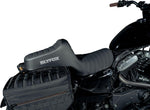Slyfox High Noon Seat For Harley Davidson XL1200C 2004-2020 Classic Stitch/Silver Logo - Black/Silver