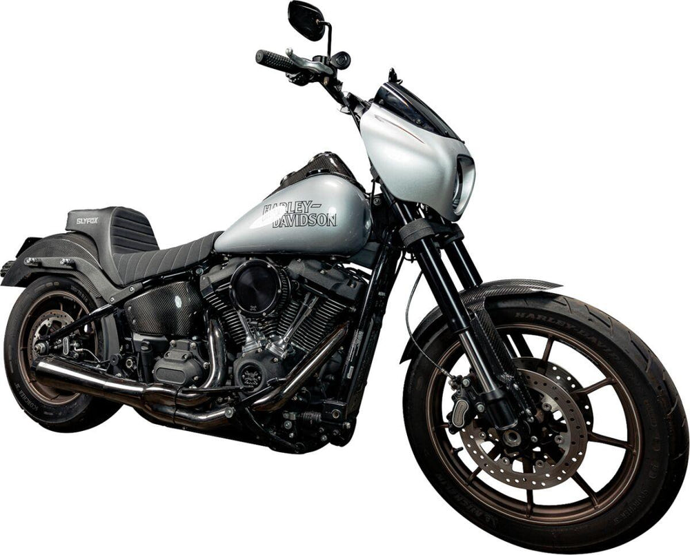 Slyfox High Noon Seat For Harley Davidson FLSB 1750 ABS 2018-2021 Classic Stitch/Gray Logo - Black/Grey