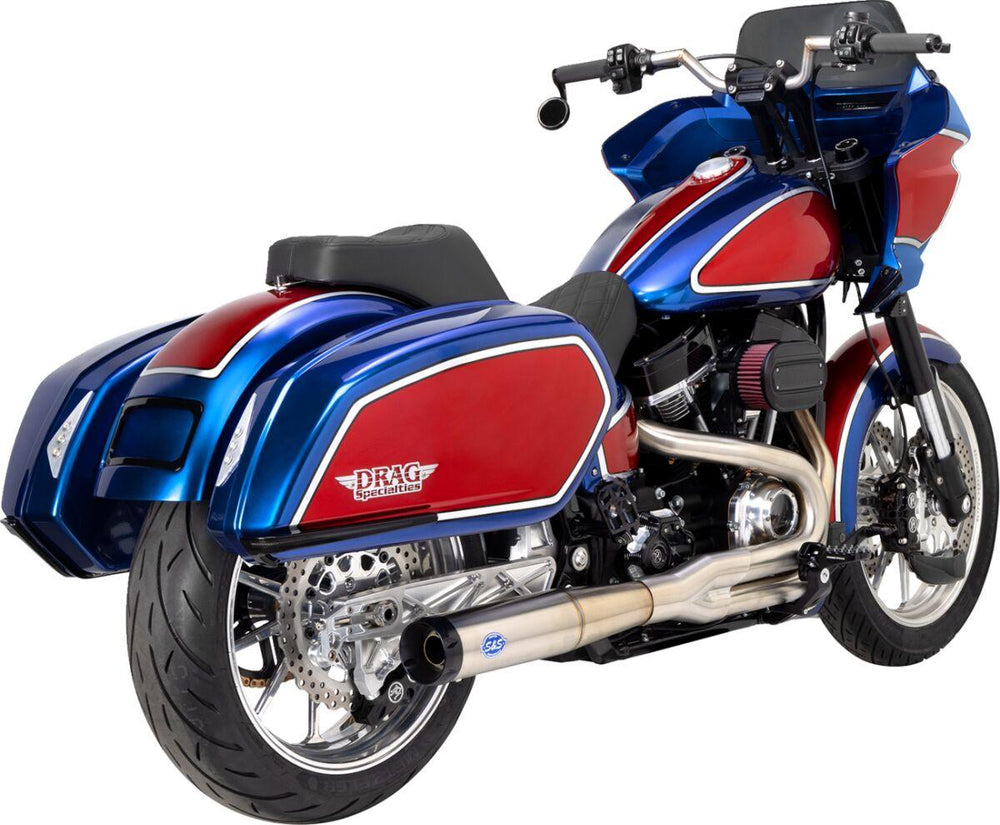 S&S Cycle 2 Into 1 Superstreet Exhaust System For Harley Davidson FLDE 1750 2018-2020 - Stainless Steel