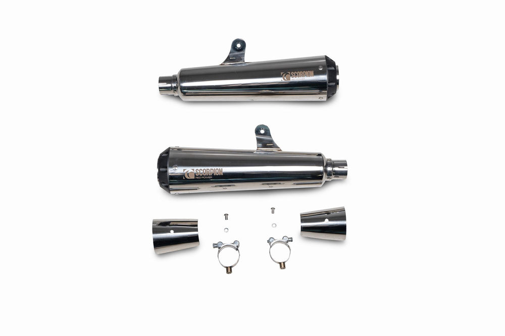 Scorpion Red Power Slip-On Pair Stainless Steel For Royal Enfield Interceptor 650 2019-2024