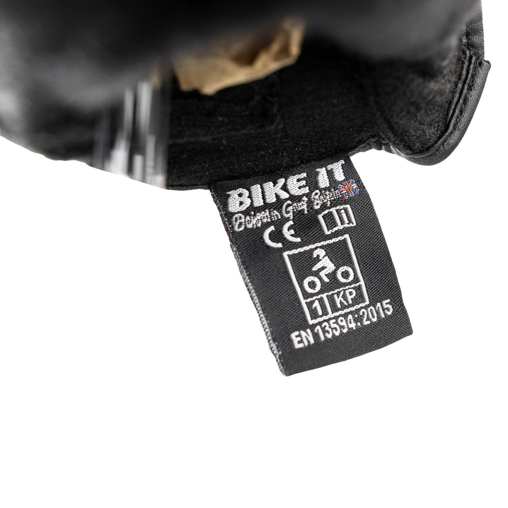 Bike It  AMP Road Leather Motorcycle Gloves Black