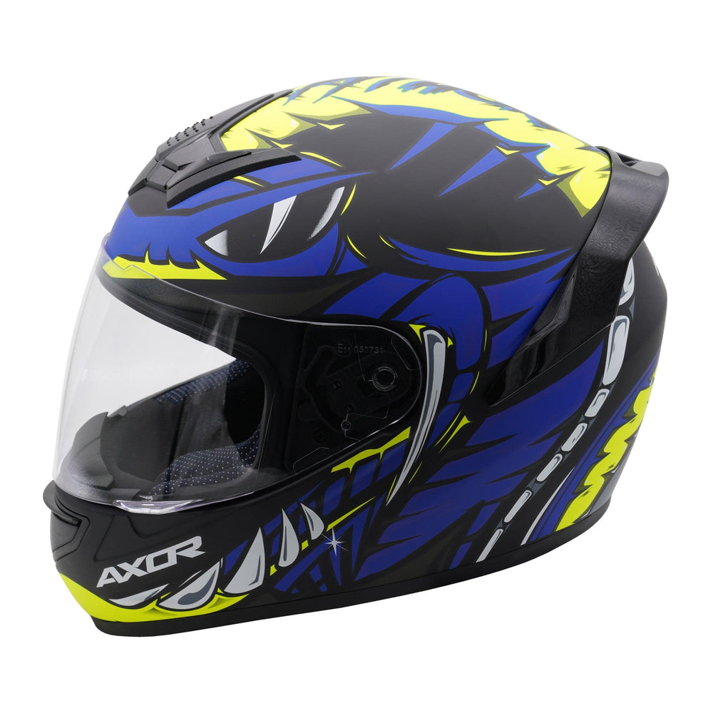 Axor Rage Full Face Helmet - Python Blue Yellow Matt Black