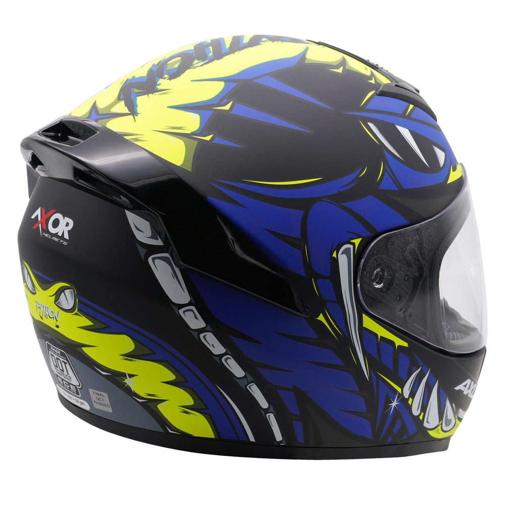 Axor Rage Full Face Helmet - Python Blue Yellow Matt Black