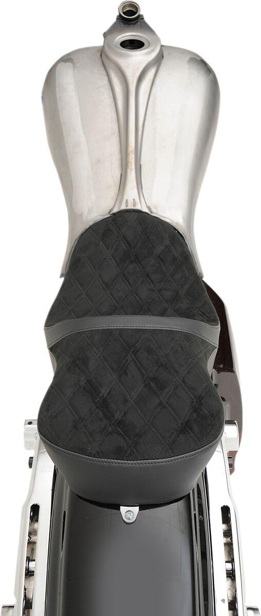 Drag Specialties Low Profile Touring Seat For Harley Davidson FLHR 1584 2008-2011 Suede Double Diamond - Black