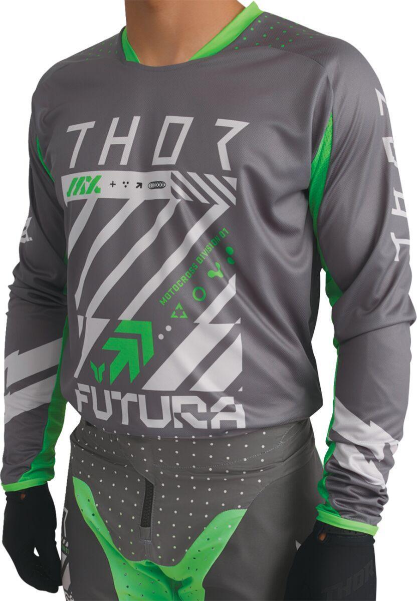 Thor Launchmode Futura Jersey - Charcoal Grey/Fluorescent Green/Light Grey