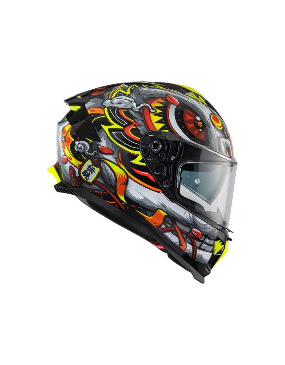 Premier Typhoon LY Graphic Helmet - Grey/Red/Yellow