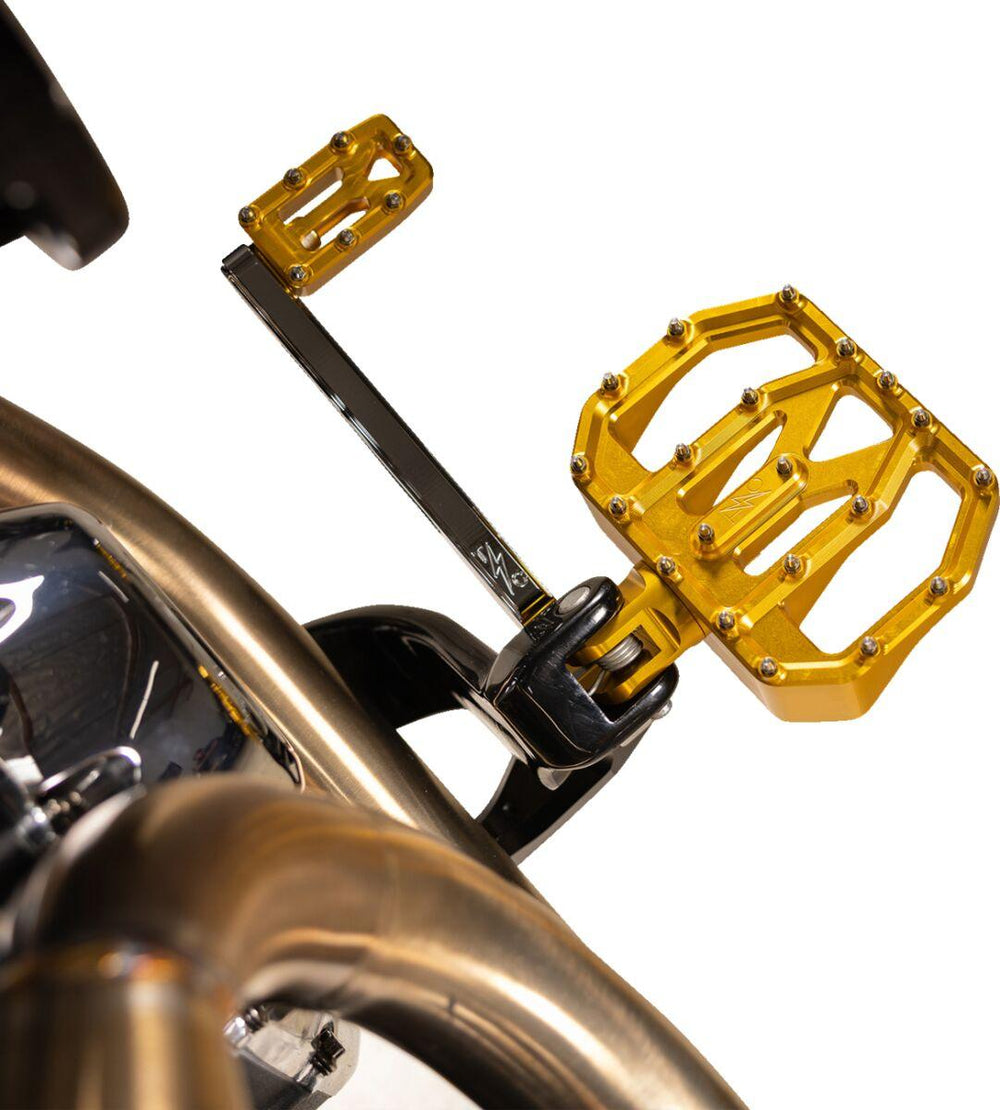 Thrashin Supply Co Mini Aggressor Rear Floorboards For Harley Davidson FL 1200 1972-1977 - Gold