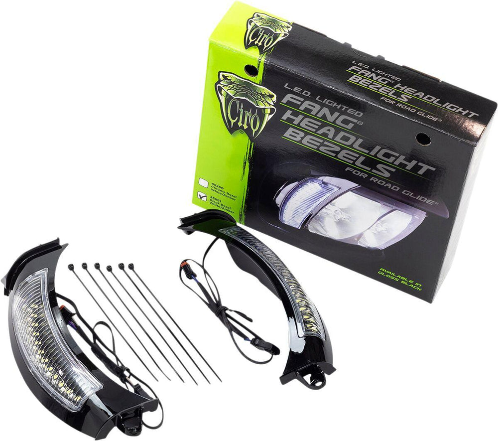 Ciro Fang Headlight Bezels For Harley Davidson FLTRK 1868 ABS 2020-2024 Black Clear
