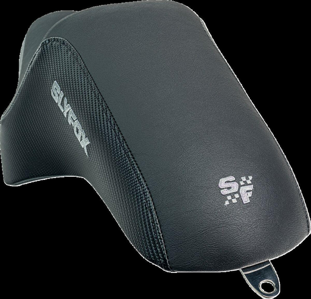Slyfox The Drifter Seat For Harley Davidson XL1200C 2004-2019 Carbon Fiber/Gray Logo/Smooth - Black
