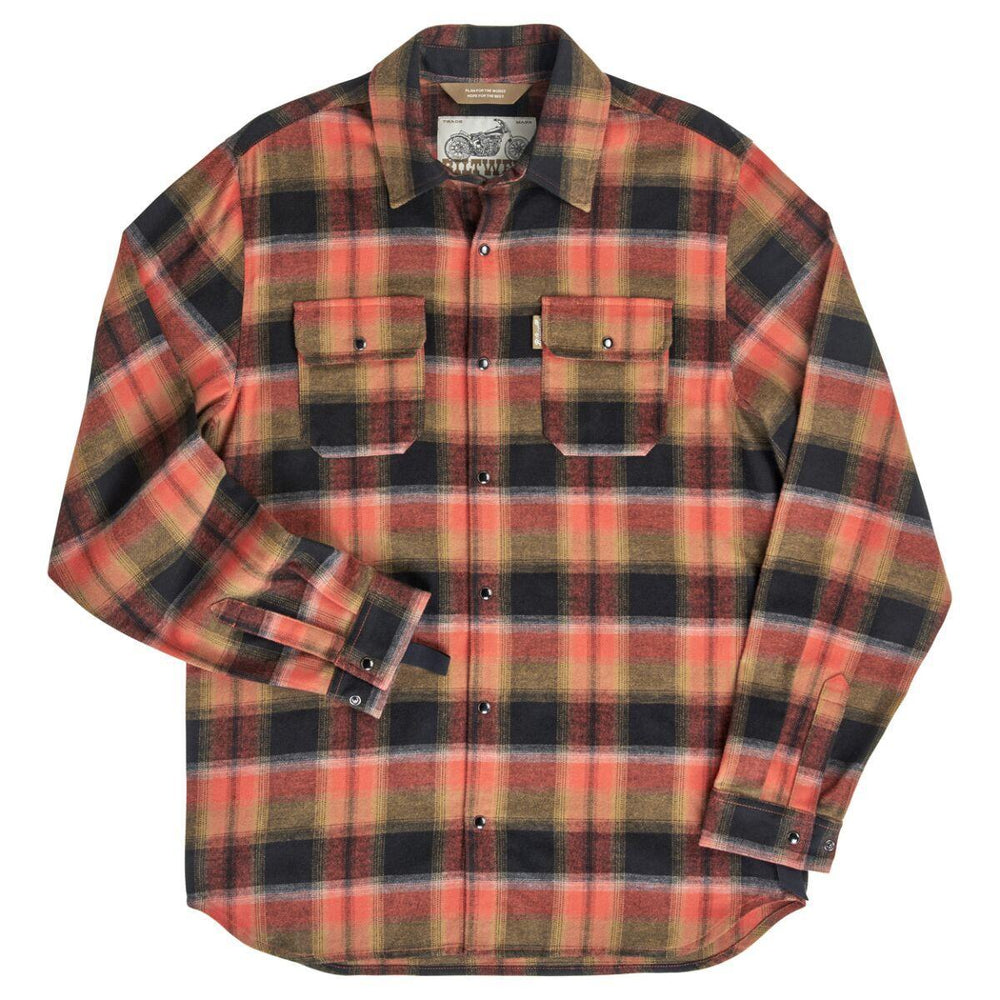 Biltwell Mens Adult Hi Test Flannel Shirt - Black/Rust