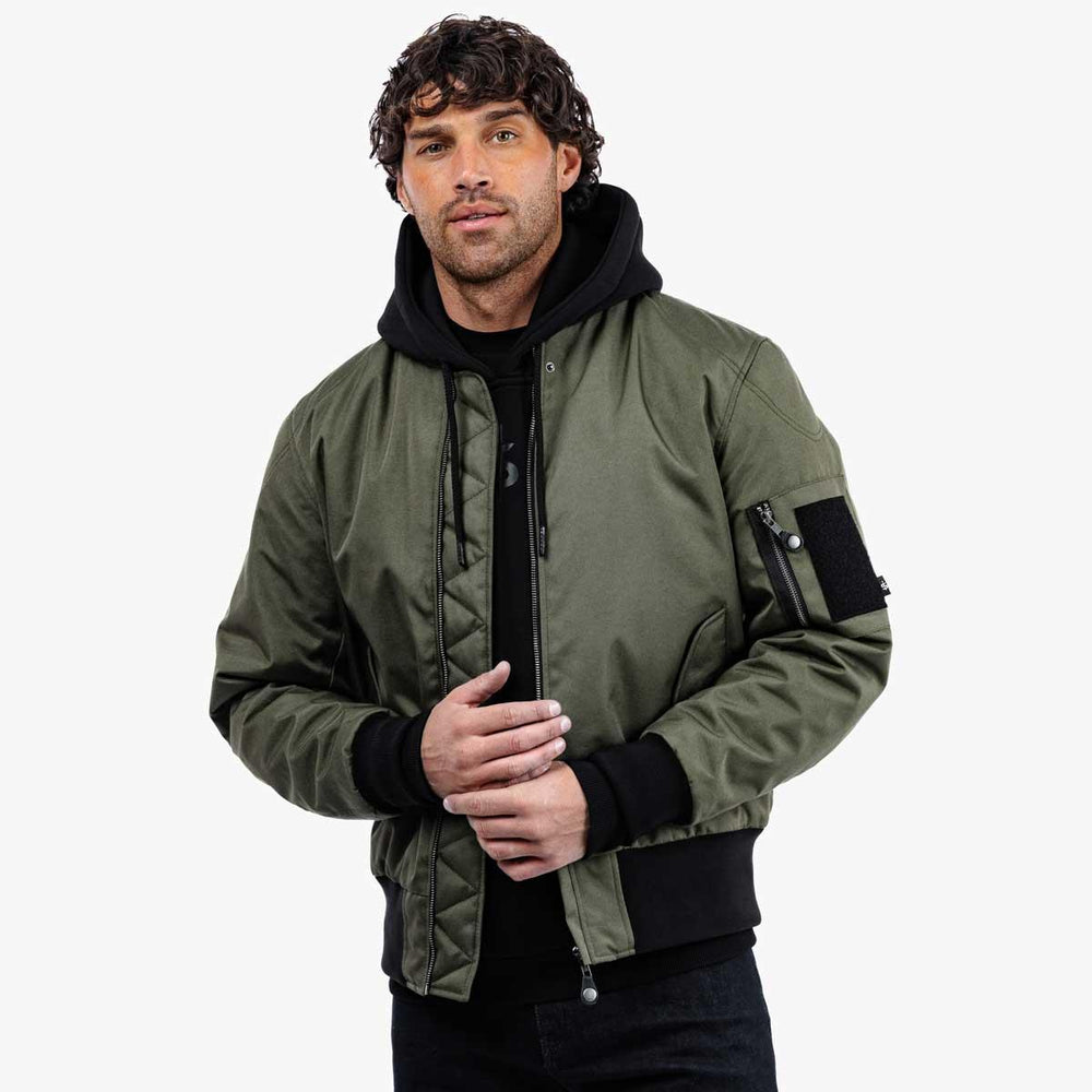 Spada Airforce MA1 Waterproof Motorcycle Bomber Jacket - Olive