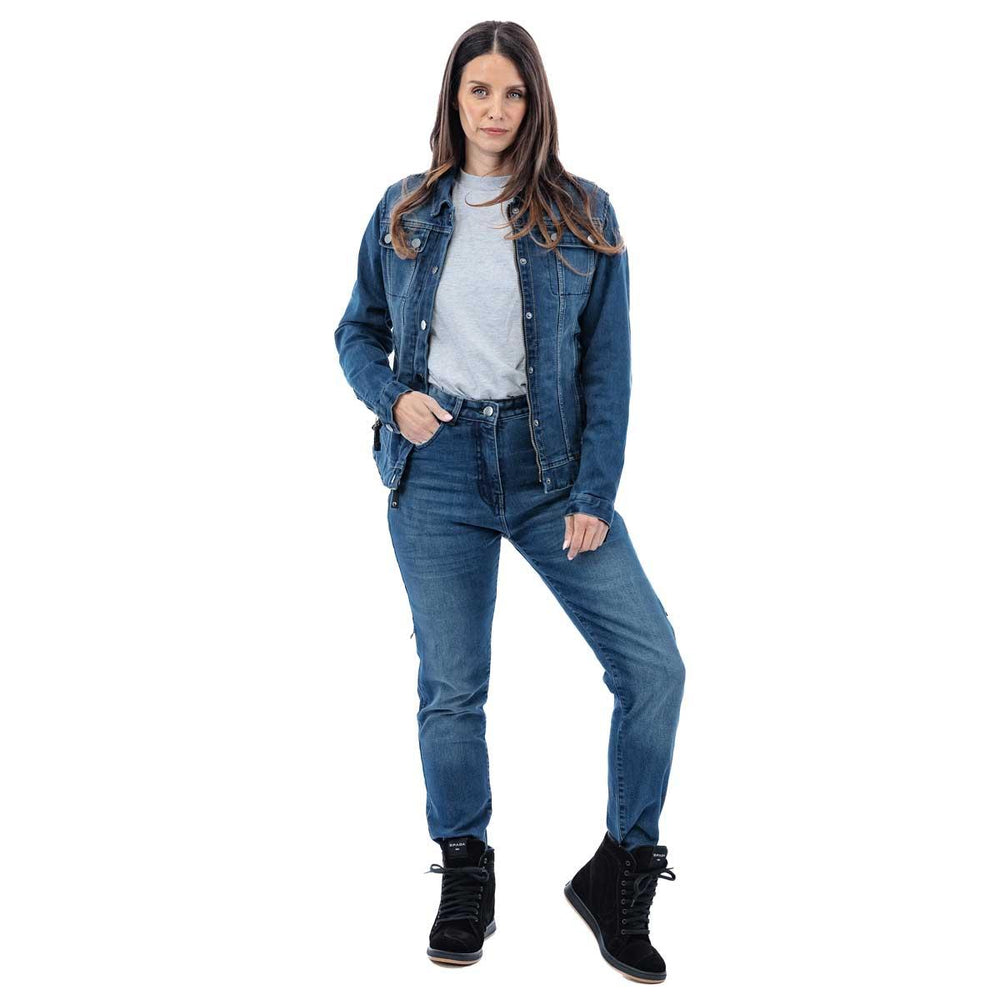 Spada Tura Trucker Ladies Motorcycle Jacket - Washed Blue