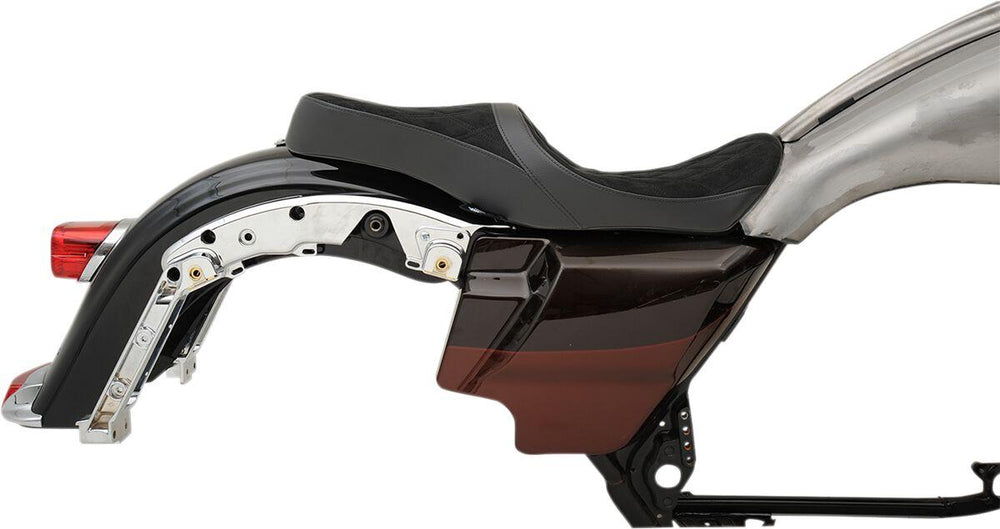 Drag Specialties Low Profile Touring Seat For Harley Davidson FLHR 1584 2008-2011 Suede Double Diamond - Black