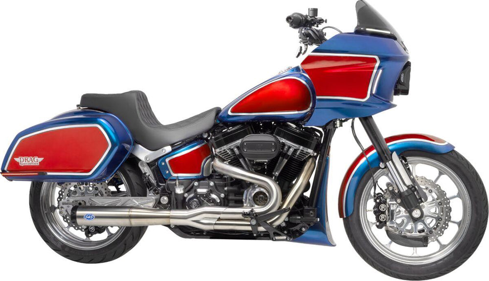 S&S Cycle 2 Into 1 Superstreet Exhaust System For Harley Davidson FLDE 1750 2018-2020 - Stainless Steel