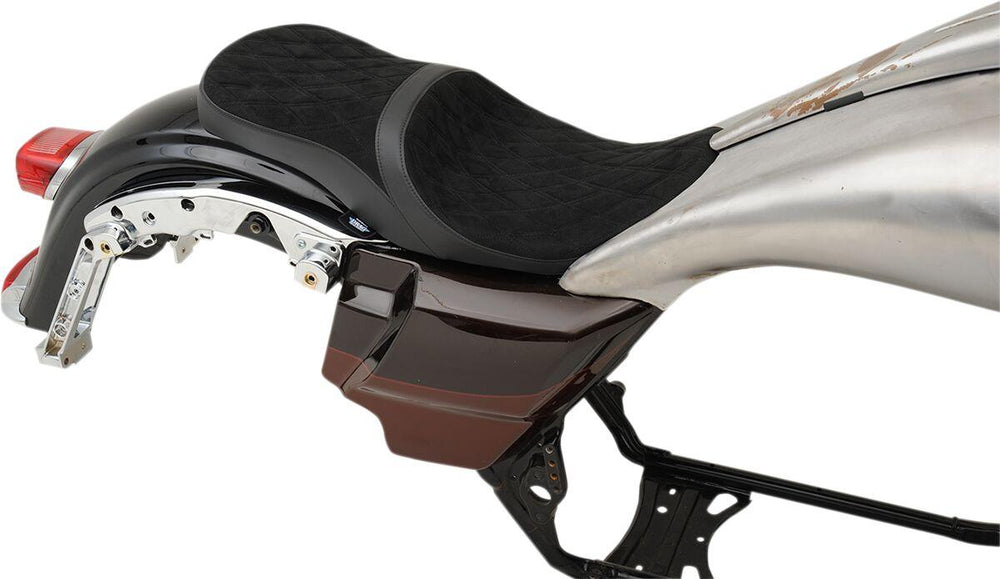 Drag Specialties Low Profile Touring Seat For Harley Davidson FLHR 1584 2010-2011 Suede Double Diamond - Black