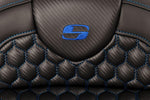 Saddlemen Honeycomb Roadsofa Seat With Backrest For Harley Davidson FLH 1868 2021 - Black/Blue (Driver Seat Length: 39.5 cm)