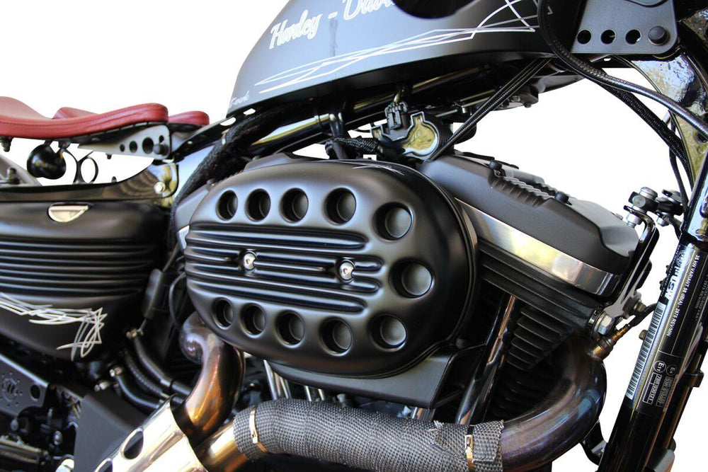 Cult Werk Slotted Air Filter Cover For Harley Davidson XL 1200 C 2004-2015 - Raw Black