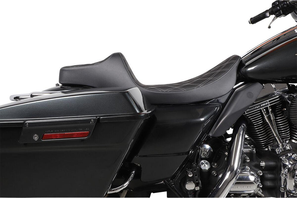 Drag Specialties Extended Reach Predator III Double Diamond Seat For Harley Davidson FLHR 1340 1997-1998 - Black