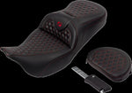 Saddlemen Honeycomb Roadsofa Seat With Backrest For Harley Davidson FLH 1868 2021 - Black/Red (Driver Seat Length: 39.5 cm)