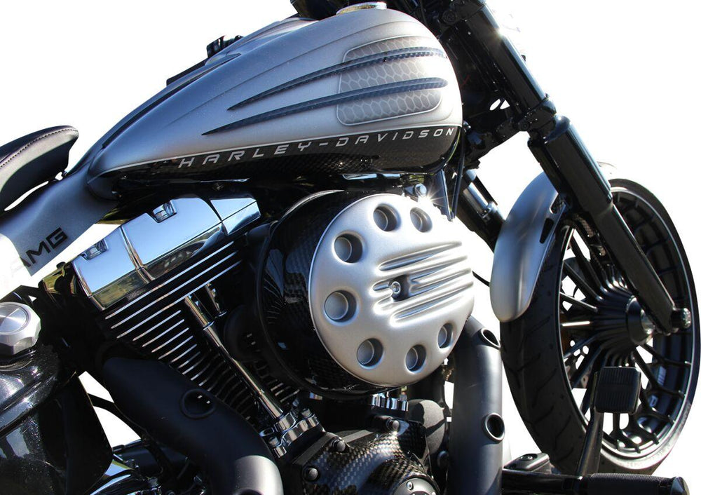 Cult Werk Slotted Air Filter Cover For Harley Davidson FXSB 1690 2014-2017 - Raw Black