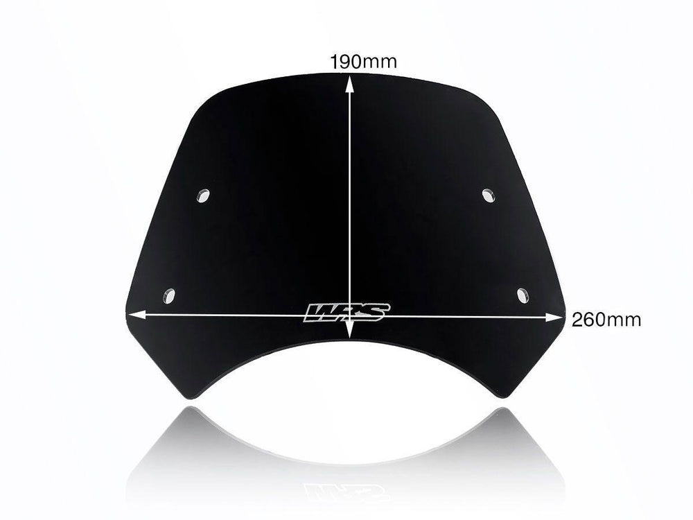 WRS Windscreen For Benelli Leoncino 500 ABS 2017-2023 19 cm (7-1/2") - Black