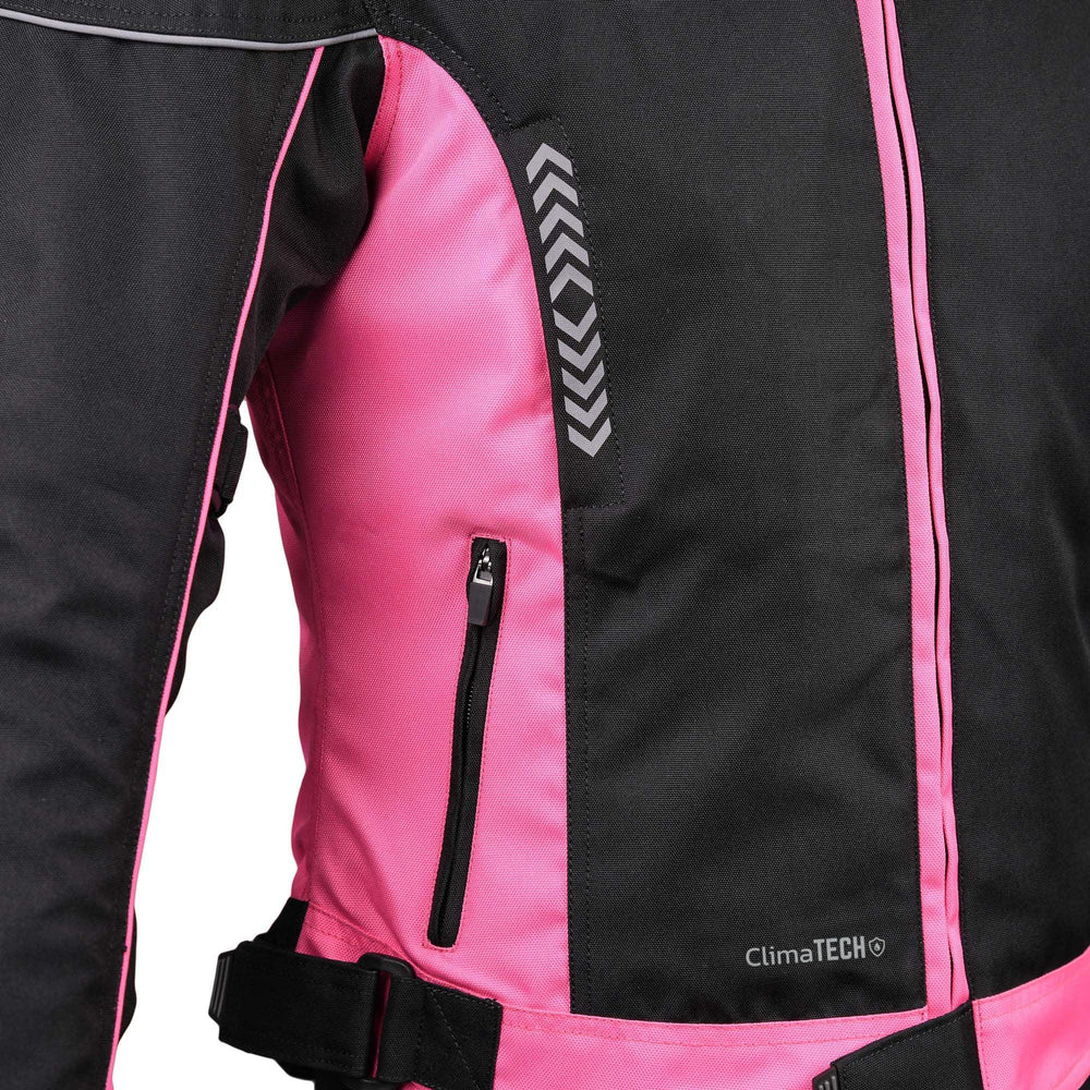 Bike It  Insignia Textile Ladies Waterproof Motorcycle Jacket Pink