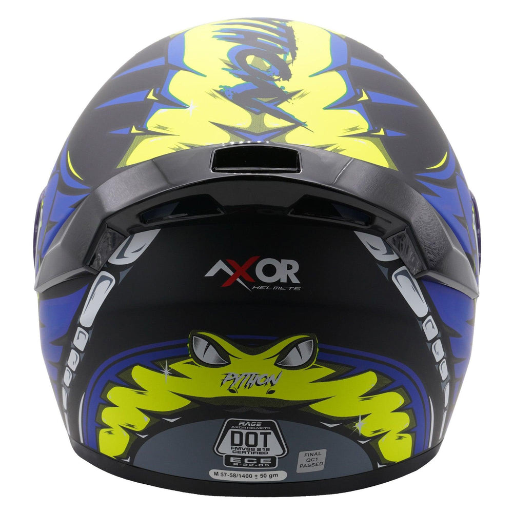 Axor Rage Full Face Helmet - Python Blue Yellow Matt Black