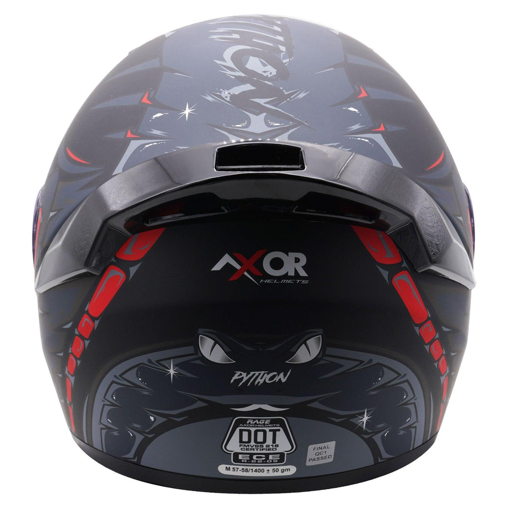 Axor Rage Full Face Helmet - Python Black Grey Red Matt