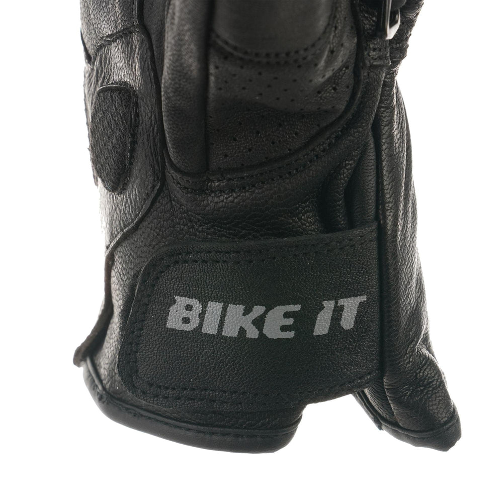 Bike It  Ultimate Cruiser Leather Motorcycle Gloves UCG Black