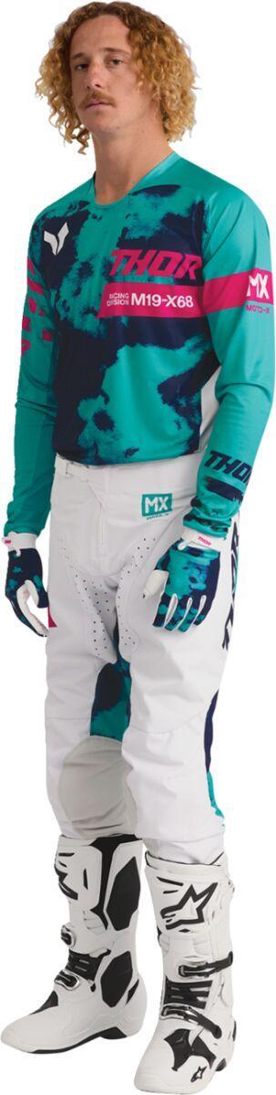 Thor Launchmode Bleach Gloves - Aqua/Dark Blue/White