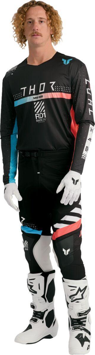 Thor Sportmode Synth Jersey - Black/Coral/Turquoise/White