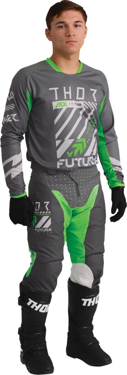 Thor Launchmode Futura Jersey - Charcoal Grey/Fluorescent Green/Light Grey