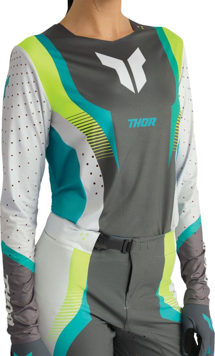 Thor Womens Sportmode Velocity Jersey - Aqua/Fluorescent Yellow/Grey/White