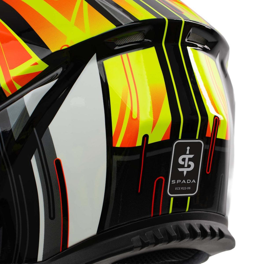 Spada Raiden 3 Cyclone Full Face Motorcycle Helmet - Yellow