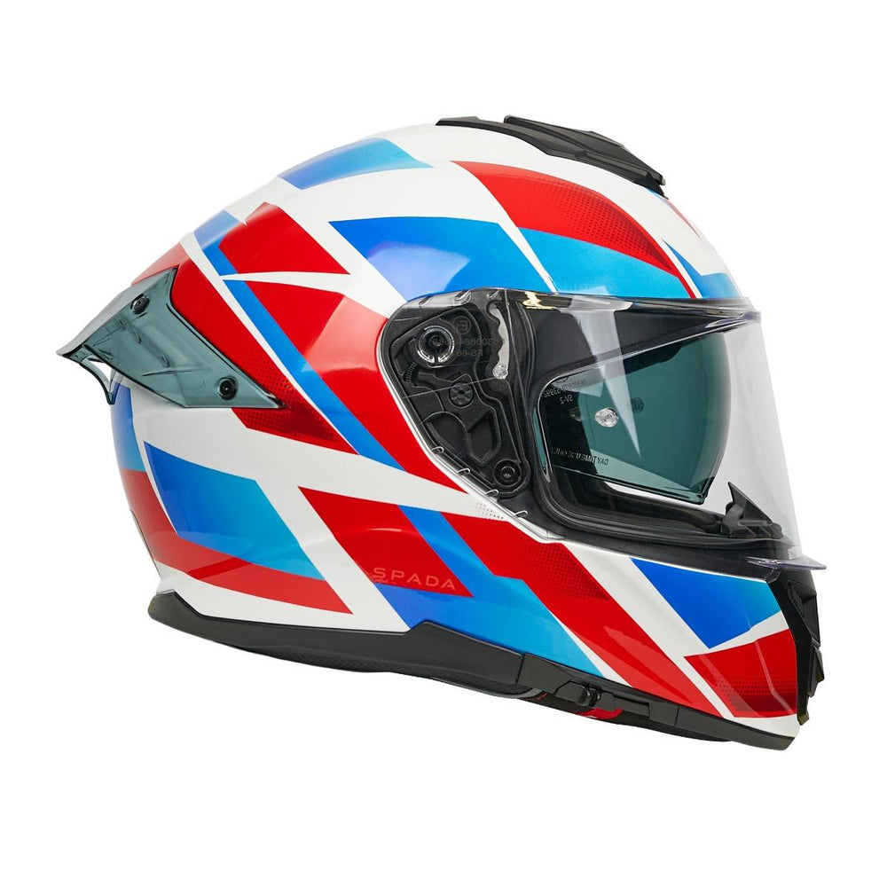 Spada Blade Sabre Full Face Motorcycle Helmet - White/Blue/Red