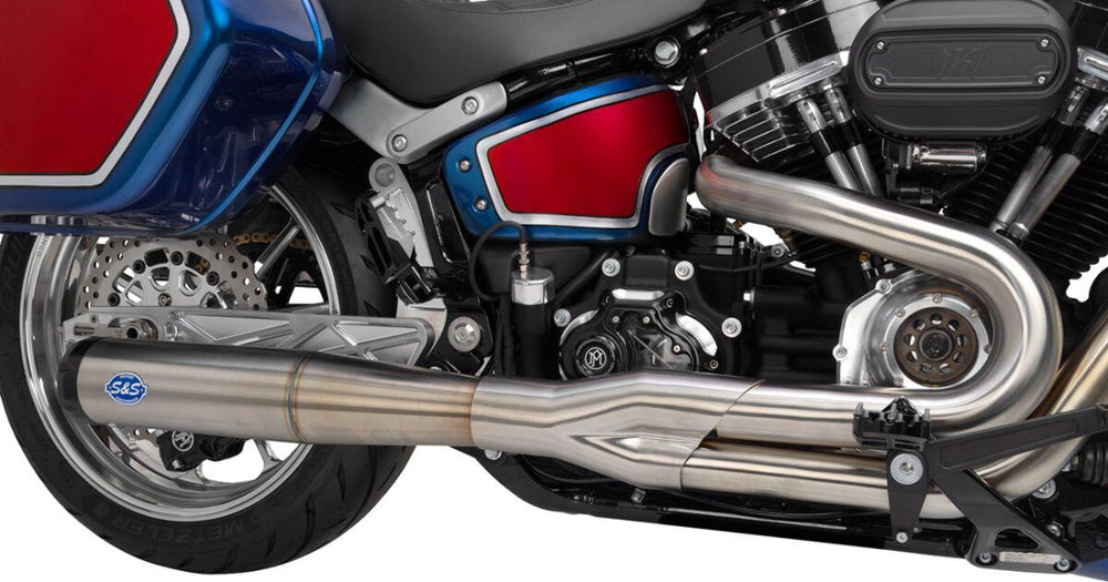 S&S Cycle 2 Into 1 Superstreet Exhaust System For Harley Davidson FLDE 1750 2018-2020 - Stainless Steel