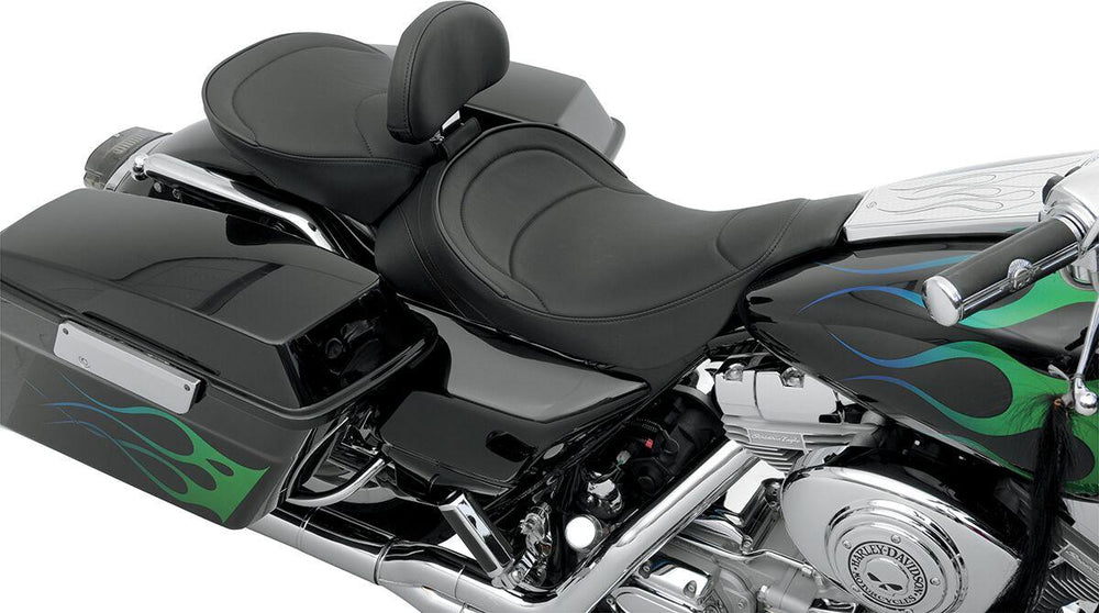 Drag Specialties Backrest Compatible Mild Stitched Solo Seat For Harley Davidson FLHT 1340 1997-1998 62cm Long - Black