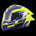 Axor Brutale Full Face Helmet With Dual Spoiler - Plexus Blue Fluo Yellow