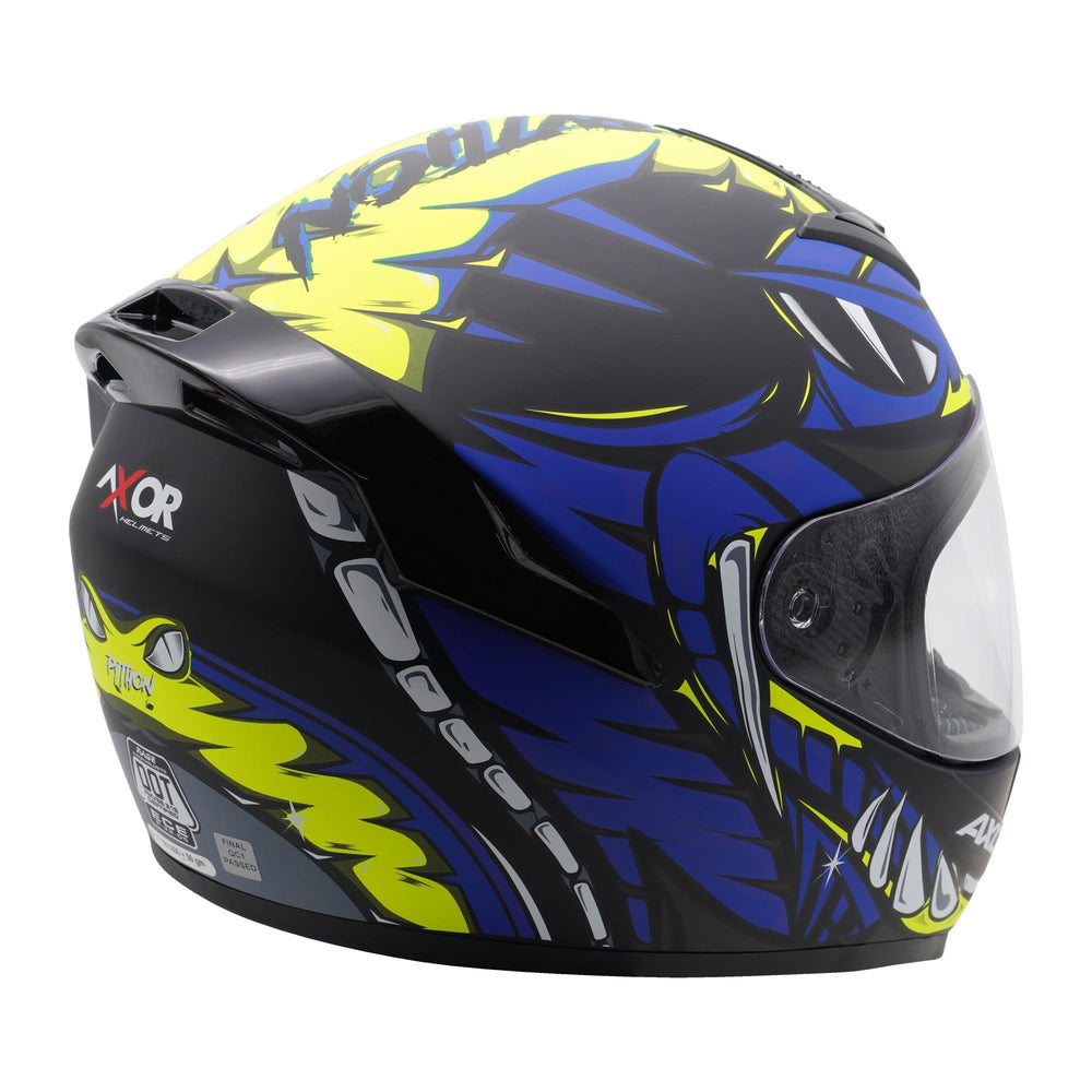 Axor Rage Full Face Helmet - Python Blue Yellow Matt Black