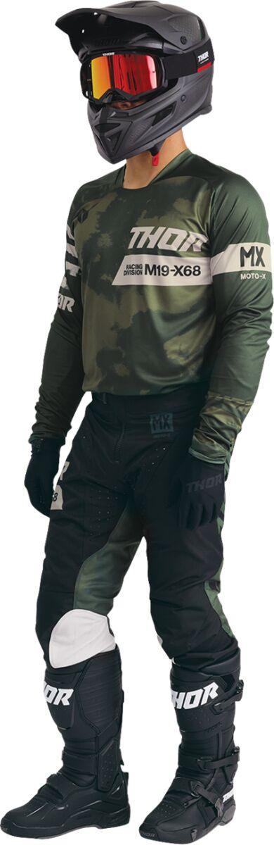 Thor Launchmode Bleach Jersey - Black/Camo Green/Off-White
