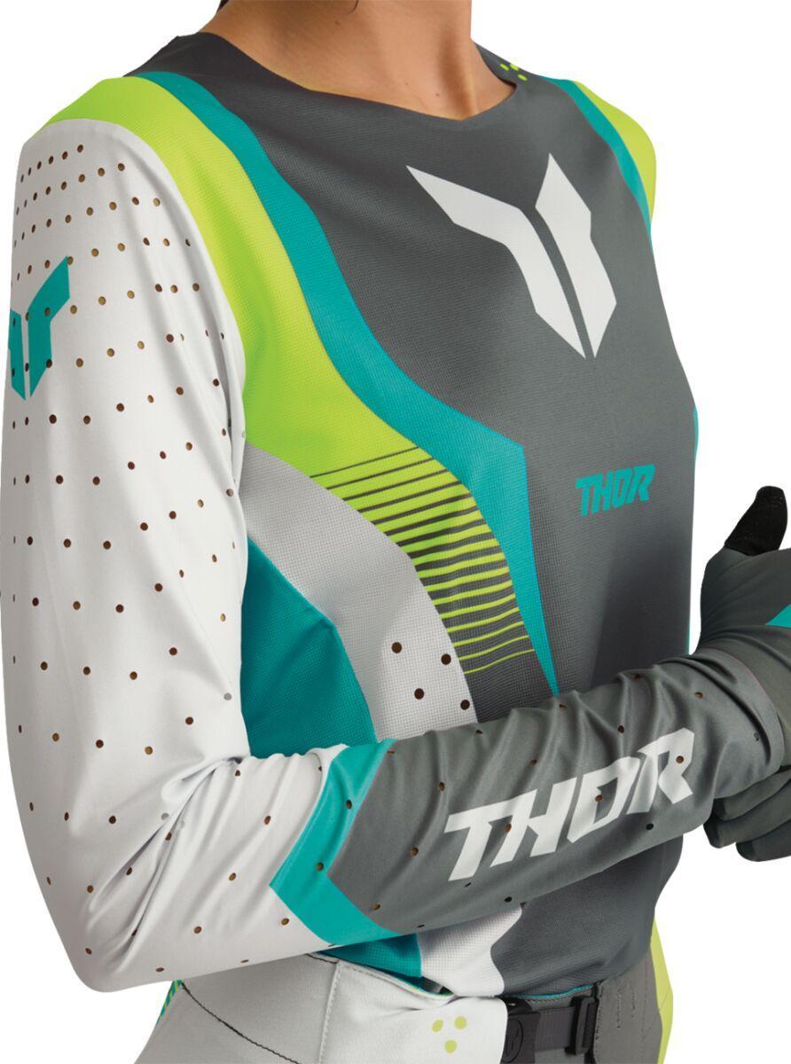 Thor Womens Sportmode Velocity Jersey - Aqua/Fluorescent Yellow/Grey/White