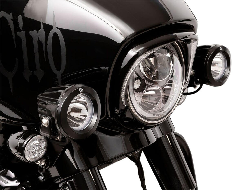 Ciro TAC-10 Light Cannons For Harley Davidson FLH 1868 ABS 2021 Black Clear