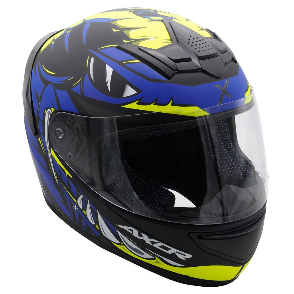 Axor Rage Full Face Helmet - Python Blue Yellow Matt Black