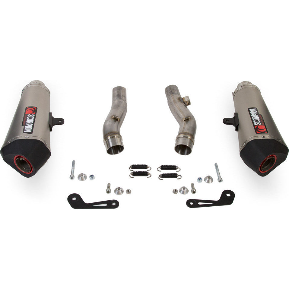 Scorpion Serket Taper Satin Titanium Oval Exhaust For Kawasaki Z1000 SX 2014-2016 With Panniers
