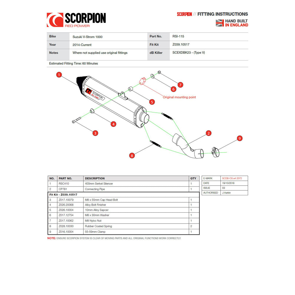 Scorpion Serket Parallel Stainless Oval Exhaust For Suzuki V-Strom 1000 2014-2019
