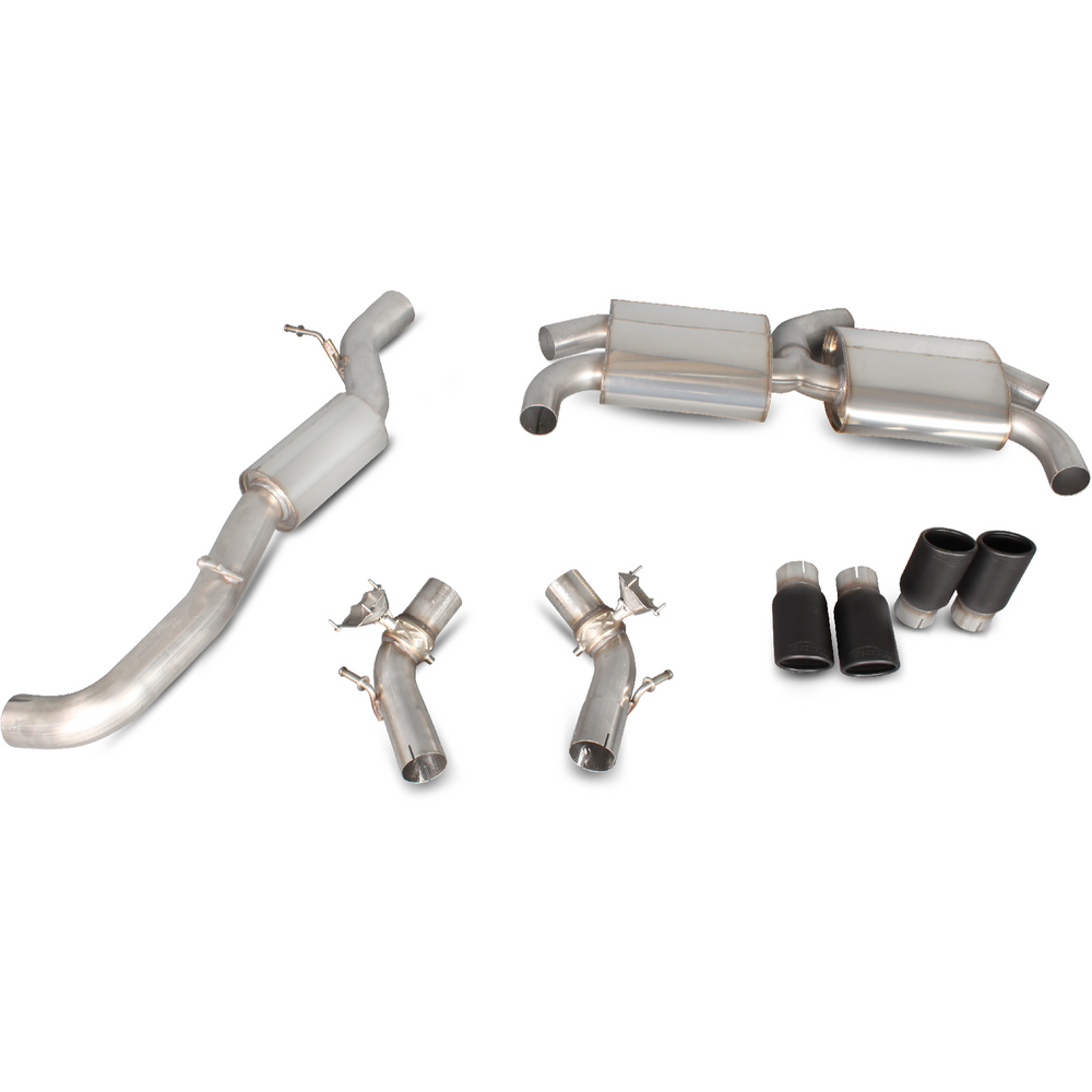 Scorpion Exhaust Cat-Back (Res) Quad Monaco BLK - Audi S3 2.0T 8V Saloon 13+