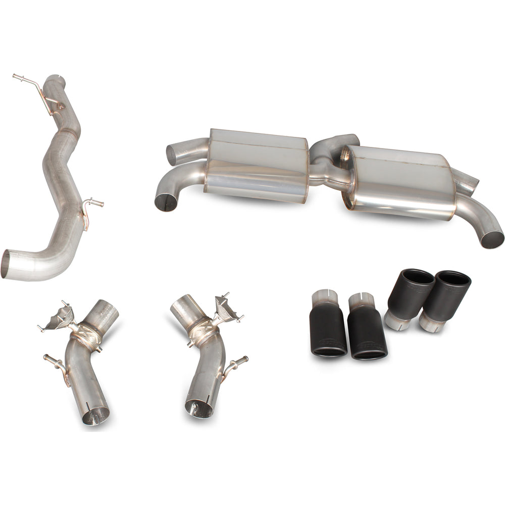 Scorpion Exhaust Cat-Back (Valved) Quad Monaco BLK - Audi S3 2.0T 8V 3 Saloon 13 - 16