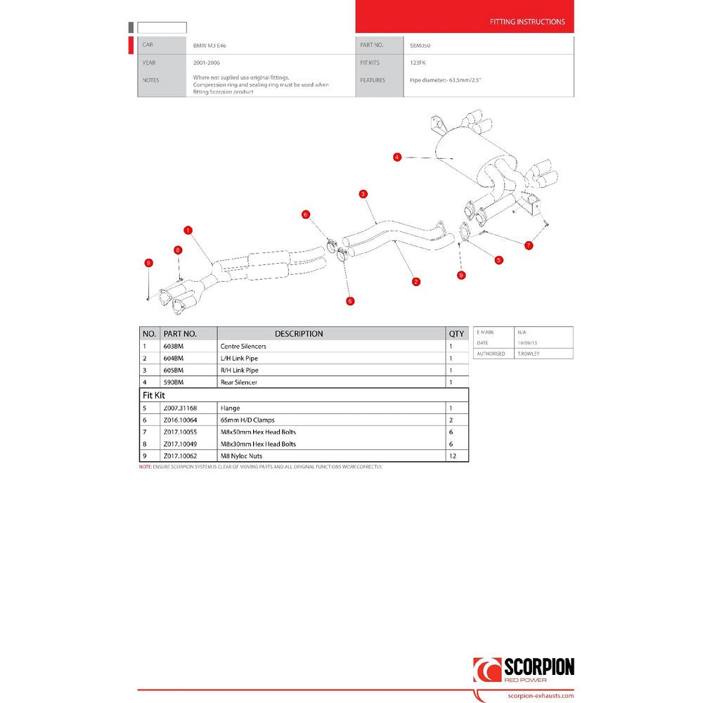 Scorpion Exhaust Cat-Back Quad Daytona - BMW E46 M3 2001 - 2006