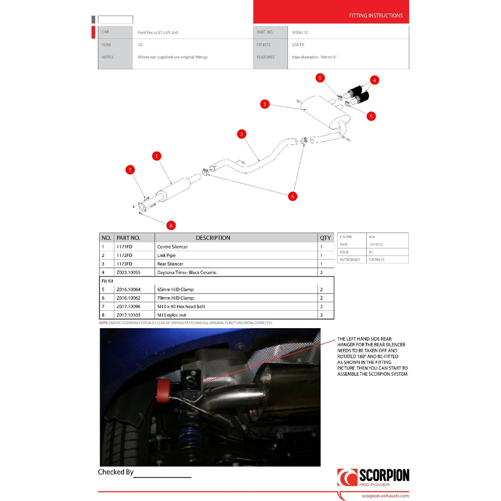 Scorpion Exhaust Cat-Back (Res) Twin Daytona BLK - Ford Focus MK3 ST 250 Hatch 12-19