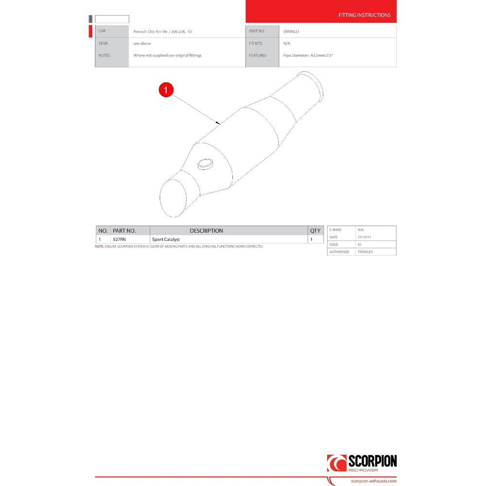 Scorpion Exhaust Sports Catalyst - Renault Clio MK3 197 Sport 2.0 16v 06-12